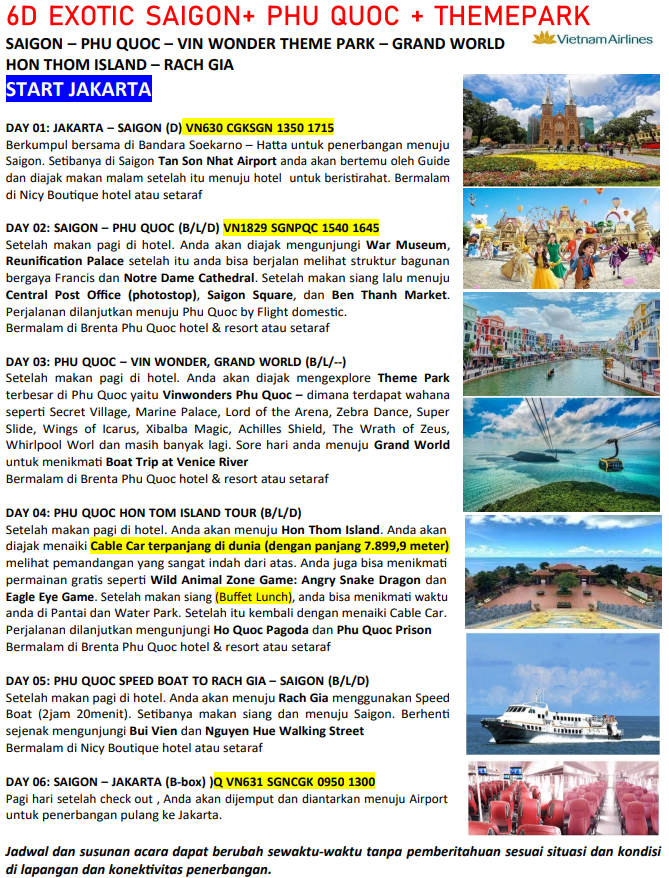 6D EXOTIC SAIGON+ PHU QUOC + THEMEPARK